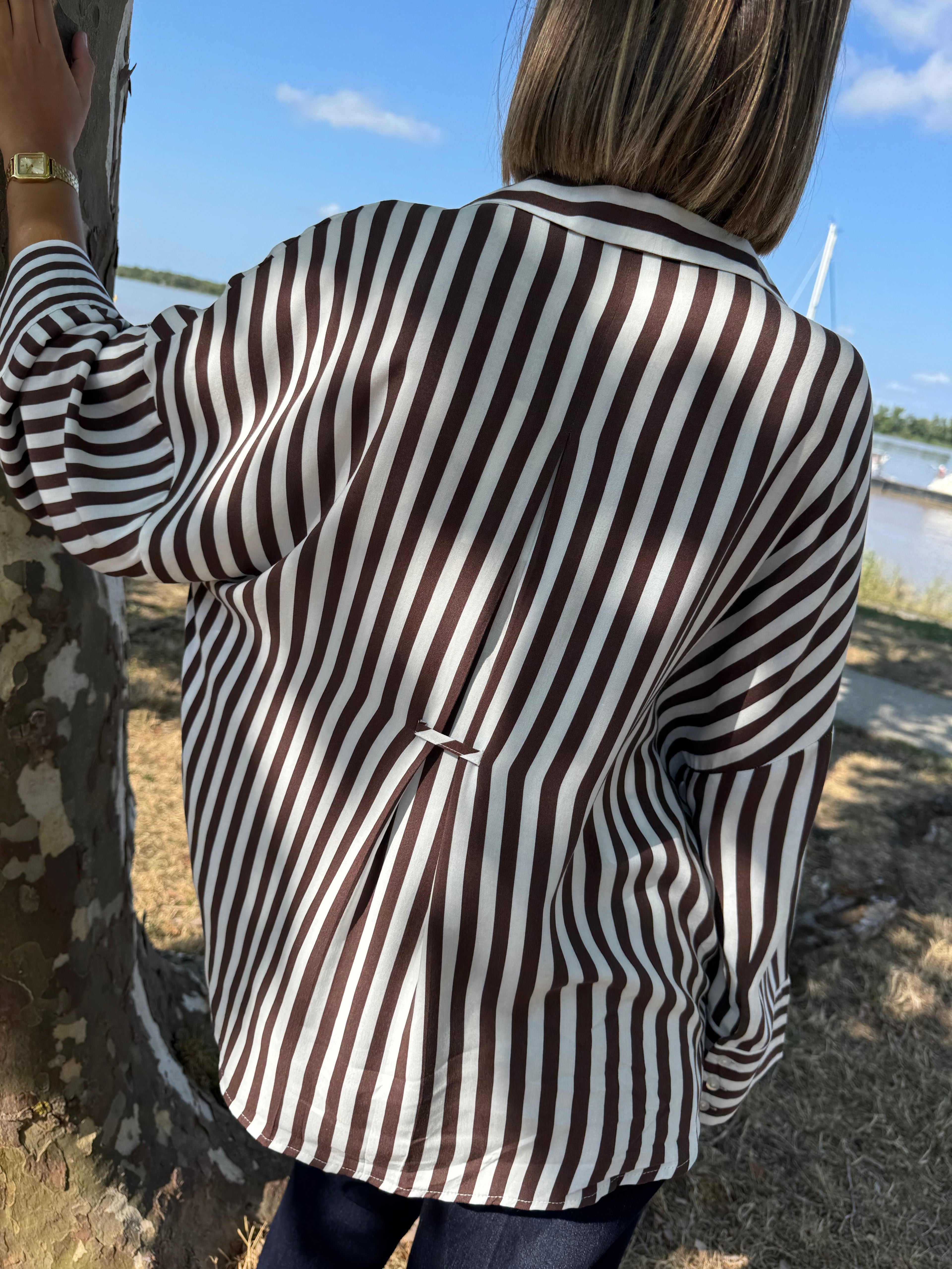 Chemise Laurel marron rayée