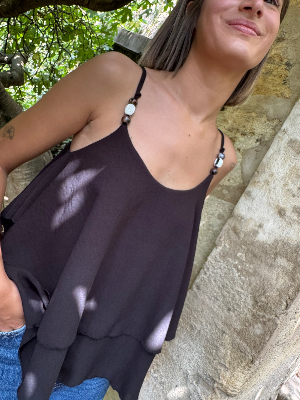 Top Perle Noir