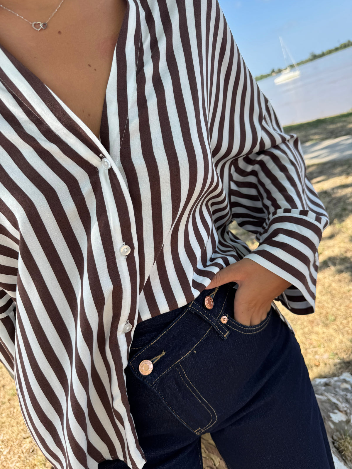 Chemise Laurel marron rayée