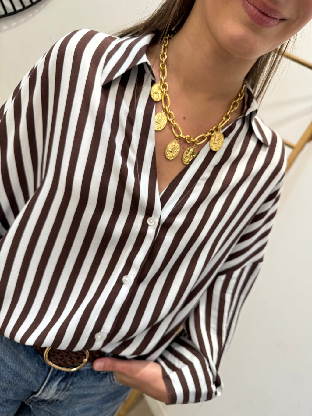 Chemise Laurel marron rayée