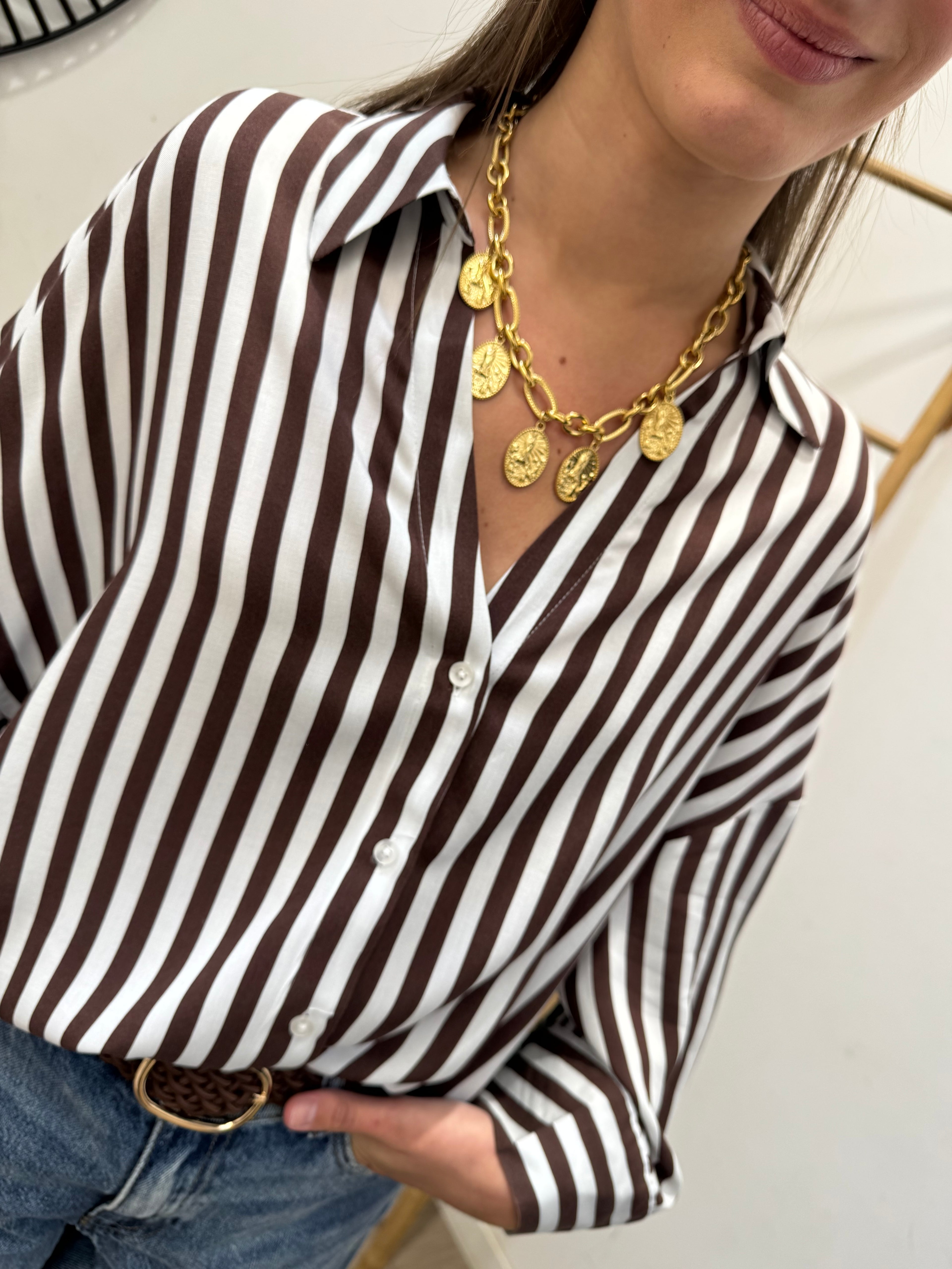 Chemise Laurel marron rayée
